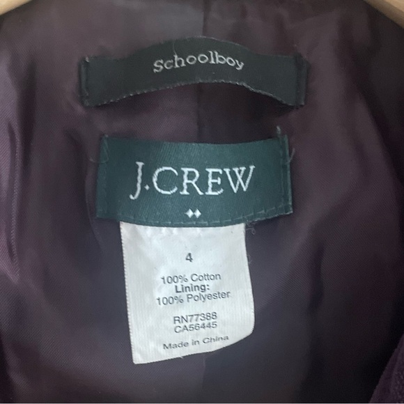 J. Crew purple velvet blazer, size 4 - Picture 3 of 4